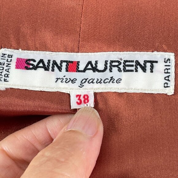Saint Laurent Rive Gauche Jacket RARE Vintage 70's Brown Wool Velvet Trim Small - Picture 12 of 15